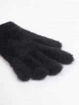 Rękawiczki damskie pięciopalczaste futrzane czarne