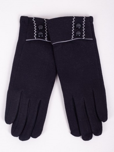 Rękawiczki damskie czarne z wywiniętym mankietem dotykowe
