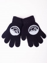 Rękawiczki chłopięce pięciopalczaste z odblaskiem czarne MOUNTAIN