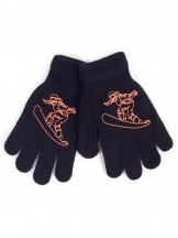 Rękawiczki chłopięce pięciopalczaste czarne snowboardzista