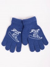 Rękawiczki chłopięce pięciopalczaste niebieskie snowboardzista