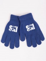 Rękawiczki chłopięce pięciopalczaste niebieskie SKI