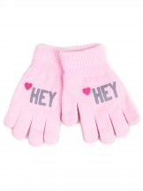 Rękawiczki dziewczęce pięciopalczaste różowe HEY