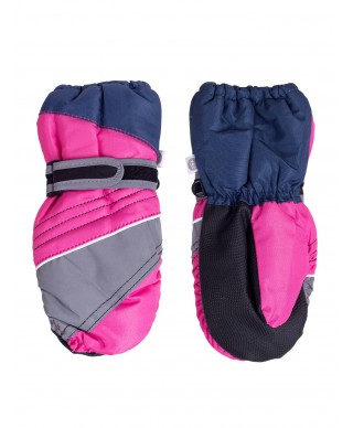 Rękawiczki narciarskie dziewczęce jednopalczaste różowo-granatowe