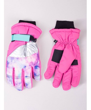 Rękawiczki narciarskie dziewczęce pięciopalczaste kosmos