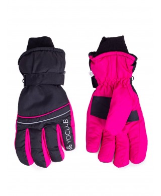 Rękawiczki narciarskie damskie czarno-różowe